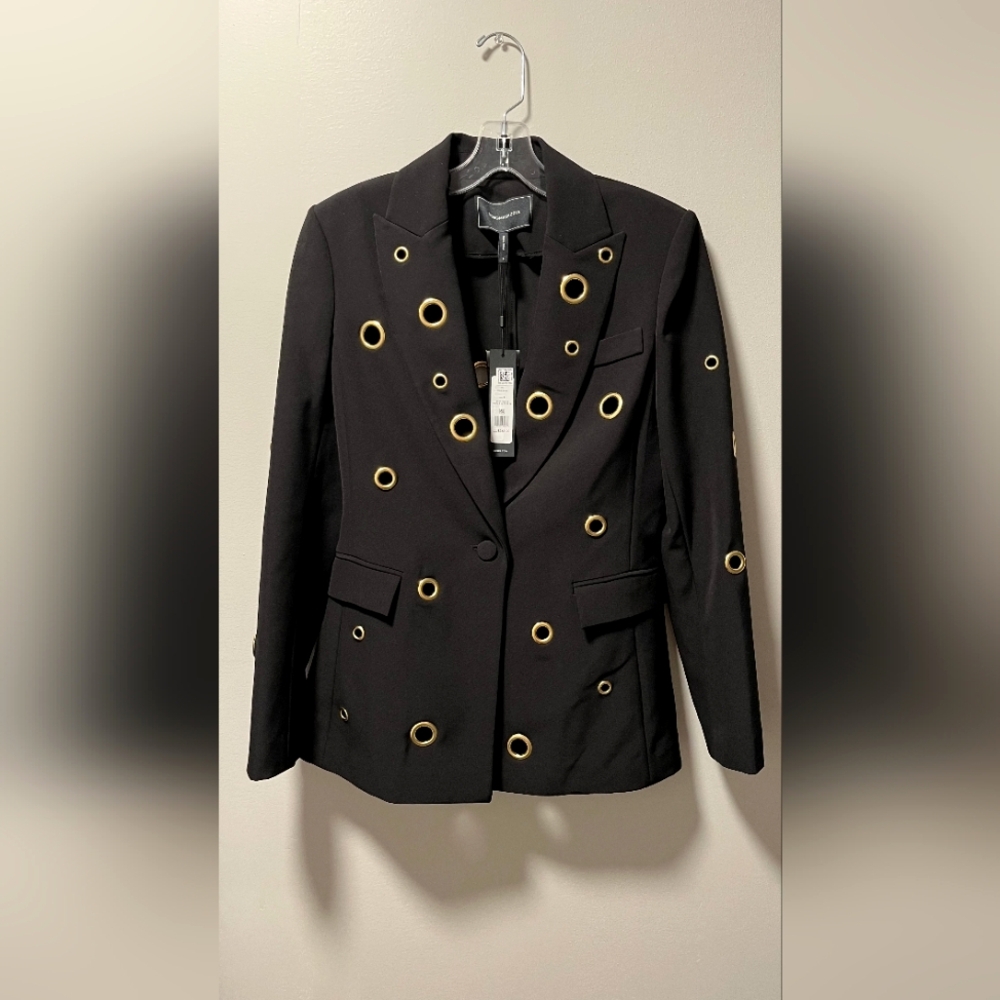 BCBGMaxAzria Black Blazer with Gold Eyelets